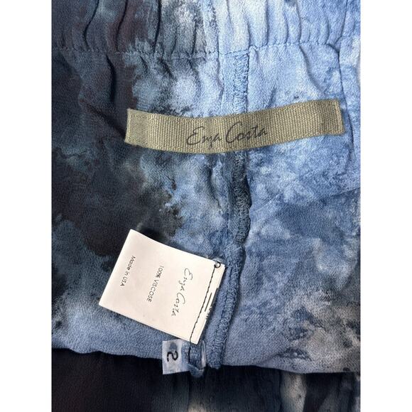 Enza Costa Pants 2 / US Medium Tie Dye Crepe Elastic Waist Pull On Tapered Leg - Picture 6 of 6
